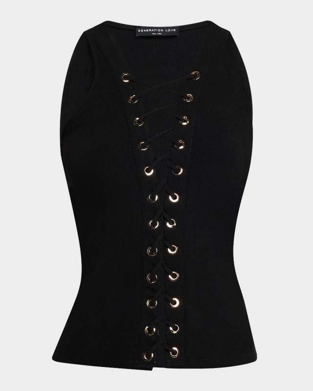 Rashelle Sleeveless Lace-Up Top